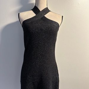 SJMSBKD Sincerely Jules Metallic Sparkle Black Knit Dress